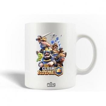Taza de Cerámica Clash Royale - 30cl - Blanco - Compatible con Lavavajillas - Altura 9,5cm
