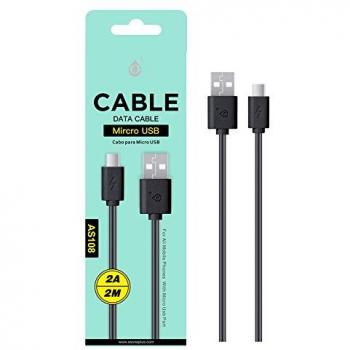 Cable de Datos Micro USB 2A 2M Negro AS108-NE