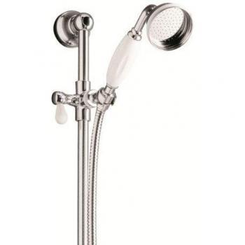 Hudson Reed Kit De Ducha Tradicional Completo con Telefonillo Rociador, Barra Deslizante y Flexo 1.5m - Latón Sólido - Acabado Cromo y Cerámica - Grifería Diseño Clásico para Hogar