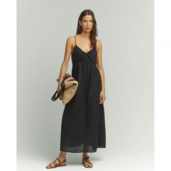 Vestido de lino midi bordado con tirantes Tintoretto