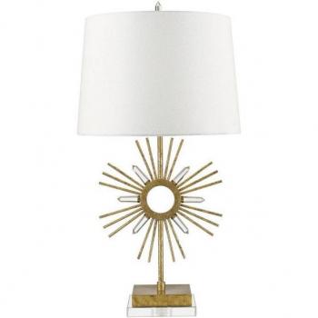 Lámpara de mesa Sun King - Lámpara de mesa con diseño elegante, base de metal, pantalla textil, luz cálida LED, interruptor de encendido/apagado en el cable y altura ajustable