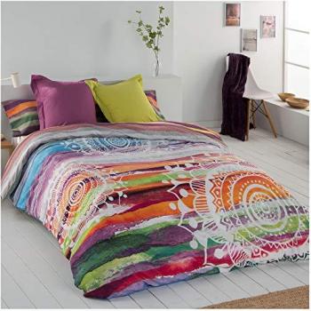 Funda Nórdica Reversible Mandala Acuarela Algodón y Poliéster Multicolor 200 cm (Incluye Funda Nórdica + 1 o 2 Fundas de Almohada)