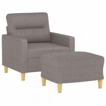 Sillón con Taburete de Tela Gris Taupe 60 cm