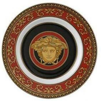 Plato Versace Medusa 18 cm, porcelana roja y amarilla