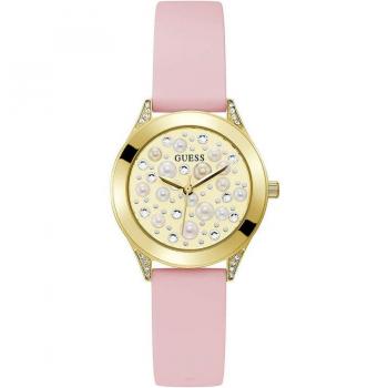 Guess Women's Pearl and Rhinestone Bracelet Watch GW0381L2 (Ø 30mm), Pink, Size: ONE SIZE