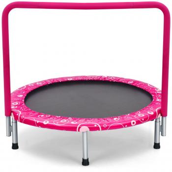 Cama Elástica Plegable 92 cm para Niños con Cobertura Acolchada de Seguridad - Capacidad 150 kg (Rosa)