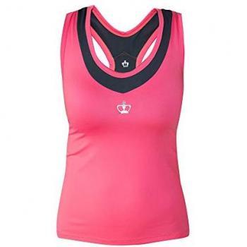 Camiseta de tirantes deportiva Black Crown Pals para mujeres en color rosa y gris, talla L