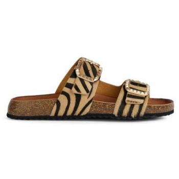 Sandalia plana Geox D New Brionia B para mujer en color beige claro/negro, talla 41 EU