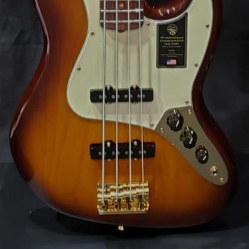 Fender 75th Anniversary Commemorative Jazz Bass Guitar, 2-Color Bourbon Burst
