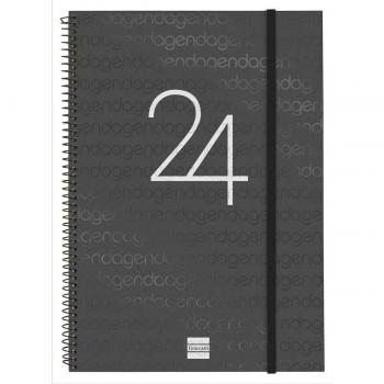 Agenda Espiral Year 2024 Negro Enero 2024 - Diciembre 2024 (12 meses) - Español