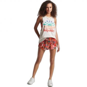 Superdry Women's Vintage Printed Beach Shorts, Coral, XL