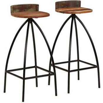 vidaXL 2X Sillas Altas de Bar Reciclada 40x40x82 cm Taburete Cocina Comedor