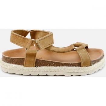 Sandalias de niña en piel serraje estilo bio Eli 1957 con suela de yute y diseño Papanatas