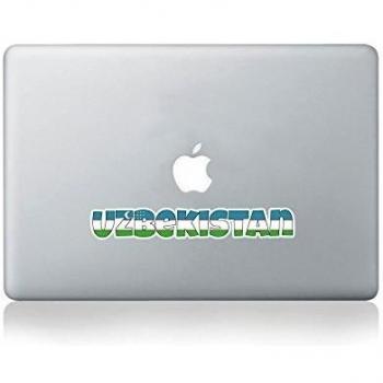 Uzbekistan Country Name As Flag Macbook Sticker / Calcomanía de Vinilo para Macbook