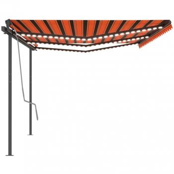 Toldo automático LED con sensor de viento naranja y marrón 6x3 m