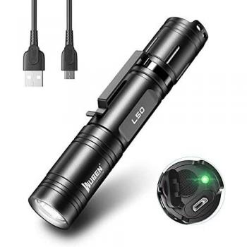 WUBEN L50 Linterna Led 1200 Lumens USB Recargable Alta Potencia Impermeable con Función de Memoria,5 Modos Linternas para Camping Montañismo Senderismo Emergencia
