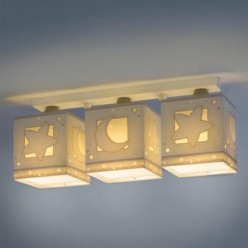 Plafón Infantil de Techo 3 Luces Moonlight Luna y Estrellas Gris 15W
