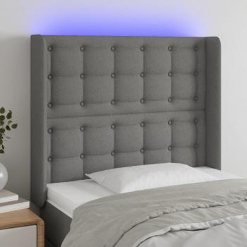 Cabecero LED de tela gris oscuro 83x16x128 cm