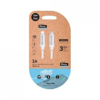 Tech One Tech TEC2203 Cable Lightning a USB Tipo-C 1m Blanco