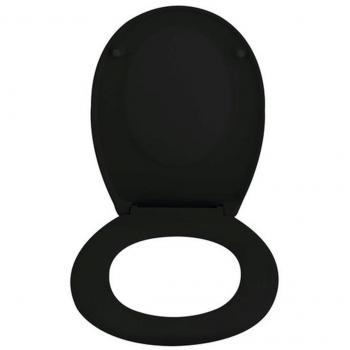 Spirella Tapa de Inodoro Neela Mate Negro de Termoplástico con Descenso Automático y Asiento de Inodoro Thermo Duro Neela Negro Mate con Bisagras ABS Cromadas