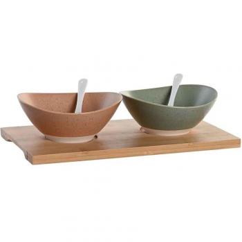 Set de Aperitivo Porcelana y Bambú 29x15,5x1,5 cm