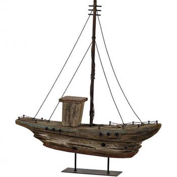 Figura Decorativa Barco DKD Home Decor Acabado Envejecido Metal y Madera Marrón (39 x 8 x 44 cm)