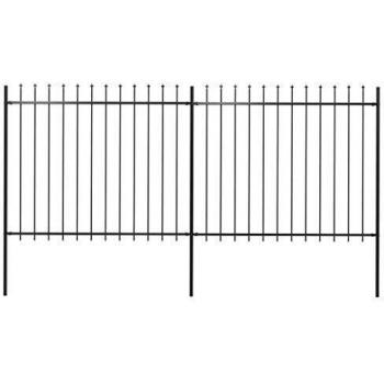 vidaXL Valla Jardín con Puntas de Lanza Acero Negro 3.4x1.5m Cercado Paneles Decoración Entrada Patio Terraza Hogar Negocio Segura Robusta Duradera