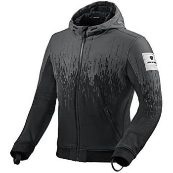 Chaqueta de Moto Revit Quantum 2 WB Deportiva Softshell con Membrana Hydratex® Windbarrier®, Sudadera con capucha, Color Negro Blanco, Talla L