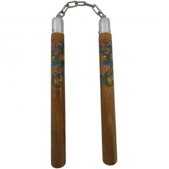 Dragon Chain Wooden Nunchaku with Metal Box