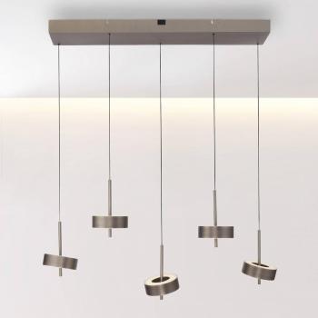 Lámpara Colgante LED Smart Q-Rotate Marrón Oscuro 5 Luces, Regulable, Función de Memoria y Altura Ajustable