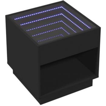 Mesa de centro con Infinity LED negro 50x50x50 cm, mesita de Centro, Mesa Auxiliar, Mesa de salón, mesita, mesita de sofá, mesita Decorativa
