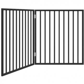 vidaXL Dog Gate Foldable 2 Panels Black 160 cm Poplar Wood
