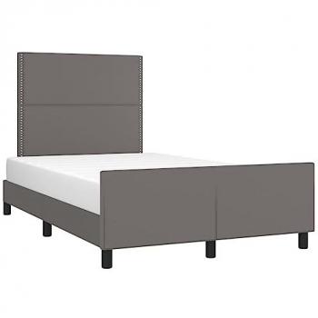 Estructura de cama con cabecero de cuero sintético gris 120x200 cm