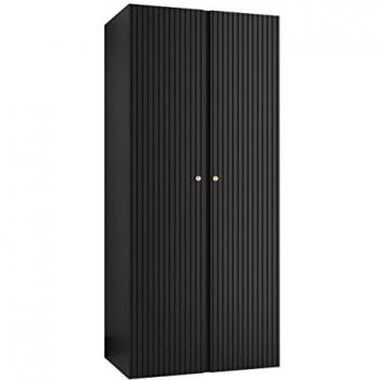 Armario Hartford 395 Negro con Bisagras 186x74x44cm y 2 Estantes
