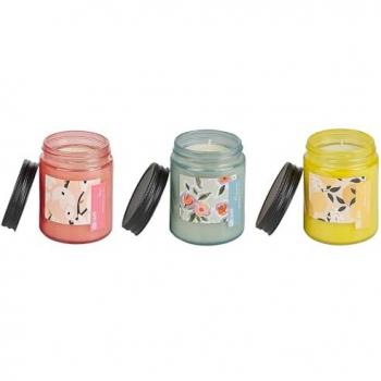 Conjunto de 3 velas aromáticas 100% cera de soja con mecha de algodón en vaso, fragancia floral oriental fresca: rosa, caqui y melisa