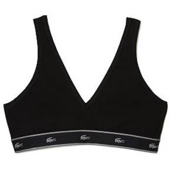 Sujetador deportivo Lacoste para mujer, modelo Stripe Color Logo negro, talla L, referencia IF8169