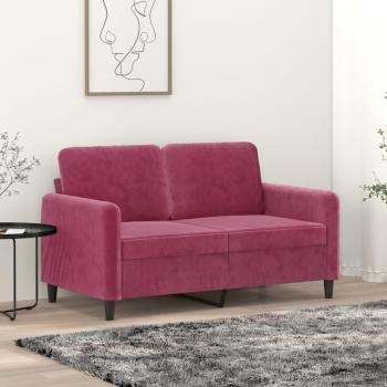 Sofá 2 Plazas Terciopelo Vino Tinto 120 cm