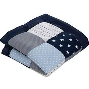 Manta de Juegos y Corralito para Bebé ULLENBOOM 100x100 cm Azul Claro Gris