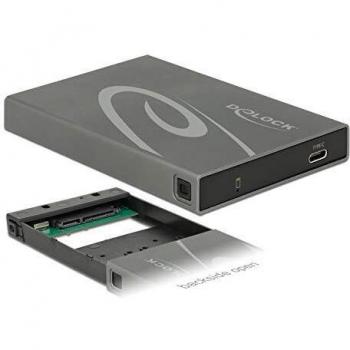 DeLOCK 42587 Caja para Disco Duro Externo 2.5 Pulgadas, Carcasa de Disco Duro/SSD, Color Negro
