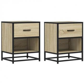 Mesitas de Noche 2 uds Madera Ingeniería Roble Sonoma 40x31x50 cm