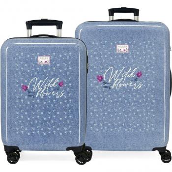 Movom Juego De Maletas ABS Rígida Wild Flowers Azul
