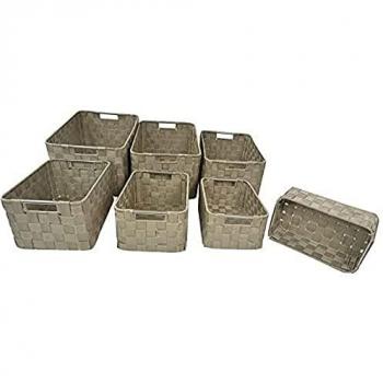 Cajón de poliéster gris tortora 1-7 cm 38x28h21 - Juego de 7 piezas multicolor