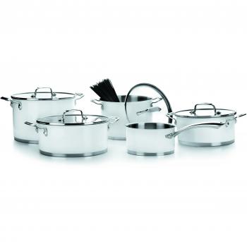 Lacor 43005 - Batería de cocina de 5 piezas con cacerola 20/24, olla 20/24 y cazo 16, blanco