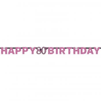Amscan International – 9901750 2,13 M x 17 cm rosa celebración de 80º cumpleaños prismáticas carta Banner