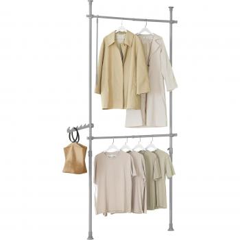 Perchero de Ropa Telescópico Altura Ajustable SoBuy FRG109-HG con Sistema de Perchero Extensible y 2 Barras en color Gris, dimensiones 62-113 x 108-285 cm