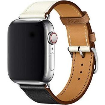 XCool Compatible con Correa Apple Watch 38mm 40mm, Cuero Negro & Blanco para Hombres Mujer para iwatch SE Serie 6 Serie 5 Serie 4 Serie 3