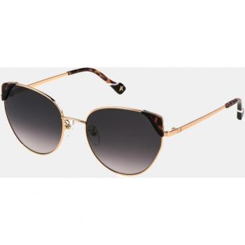 Yalea Shiny Rose Gold Butterfly Women's Sunglasses with Smoke Gradient Lens - CAT3