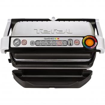 Tefal Optigrill GC712D12, Plancha Grill de Cocina con 7 Modos de Cocción, Indicador de Progreso y Sensor de Grosor, Bandejas Extraíbles y Desmontables, Potencia 2000W, Fabricada en Aluminio y Acero Inoxidable