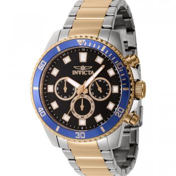 Invicta Pro Diver 46059 Reloj para Hombre Cuarzo 45mm Correa Oro Amarillo Gris Plata Dial Latón Negro