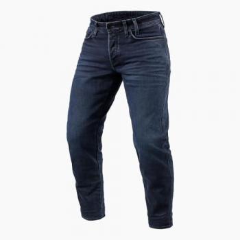 REV'IT! Vaqueros de Moto Ortes TF Azul Oscuro-Negro, tipo: vaqueros de moto, características: tejido denim resistente, protección CE en las rodillas y caderas, ajuste regular, múltiples bolsillos, diseño